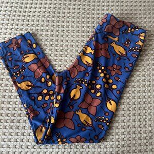 Blue, Mustard & Brown Flowerered Lularoe Leggins Size TC